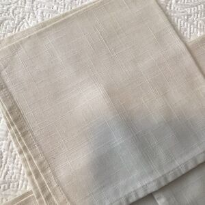 Off White/Ivory Textured Poly Cotton Fabric Napkins, Set of 4